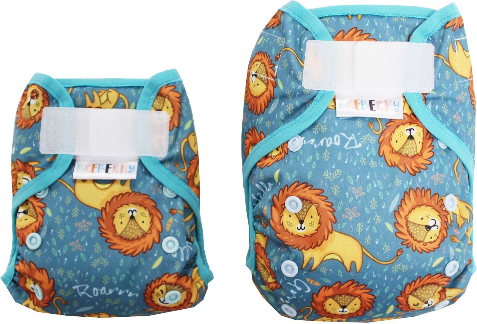 Breberky Svrchní kalhotky MINI bez křidélek - Zelené SZ, hnědé patentky + hnědé lemování - obrázek 9