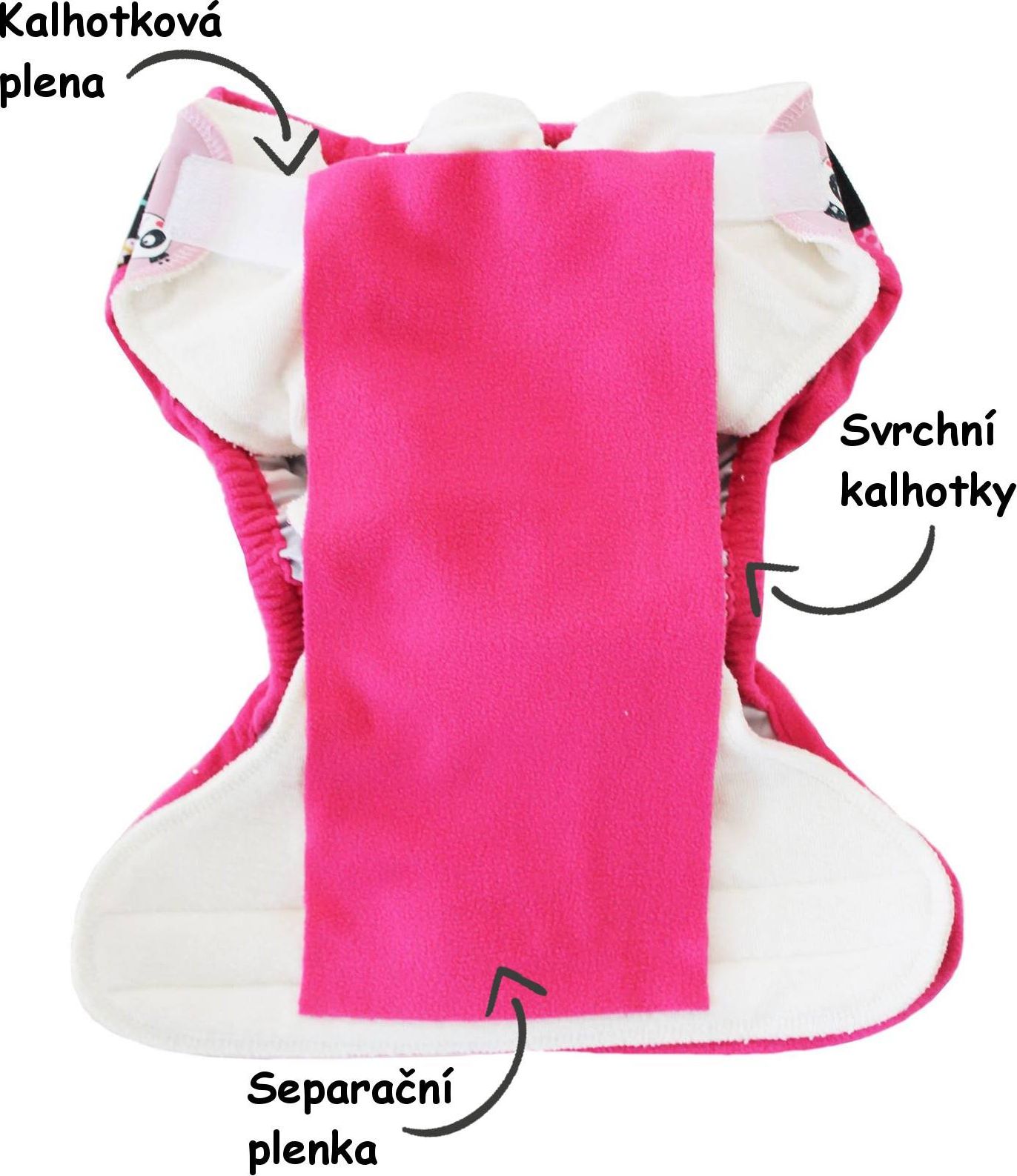 Breberky Svrchní kalhotky bez křidélek - Noční pohádka PAT, sv.růžové patentky + sv.růžová gumička (model 19) - obrázek 10