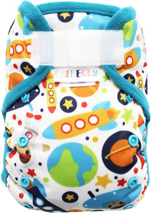 Breberky Svrchní kalhotky bez křidélek - Astronaut SZ, tyrkysové patentky + tyrkysové lemování (model 19) - obrázek 1