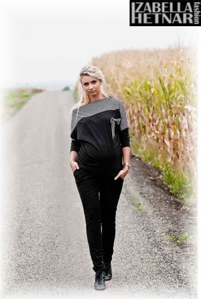 Těhotenské kalhoty Kaja  - černé - XS / XS (32-34) - obrázek 1