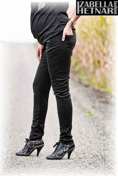 Těhotenské kalhoty Kaja  - černé - XS / XS (32-34) - obrázek 2