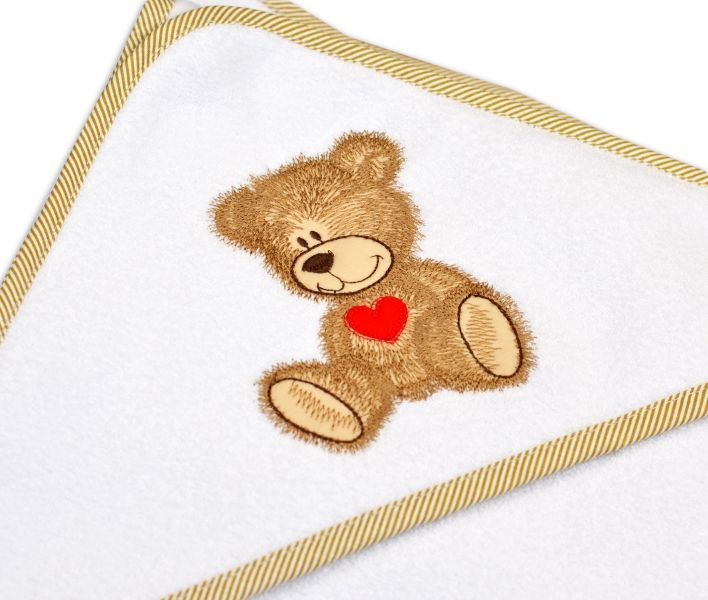 Froté osuška s kapucí Baby Nellys® 100x100cm Sweet TEDDY - bílá - obrázek 2