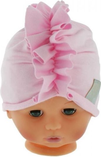 Baby Nellys Jarní/podzimní bavlněná čepice - turban, sv. růžová - 44/48 čepičky obvod - obrázek 7