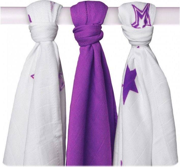 Kikko Bambusové pleny XKKO®BMB Lilac Stars MIX 70x70cm - 3ks - obrázek 1