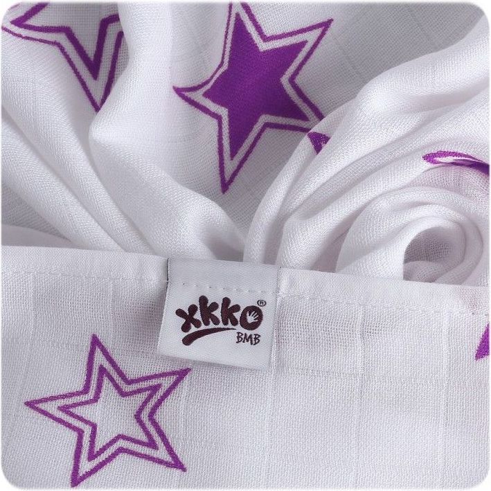 Kikko Bambusové pleny XKKO®BMB Lilac Stars MIX 70x70cm - 3ks - obrázek 2