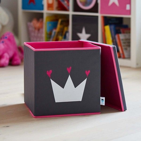 STORE IT Úložný box s víkem  šedá s bílou korunkou - obrázek 5