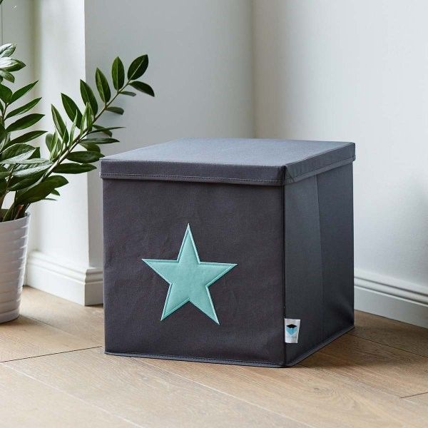 STORE IT Úložný box s víkem  šedá s mint hvězdou - obrázek 4
