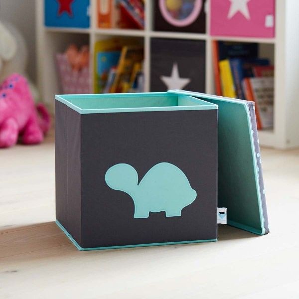 STORE IT Úložný box s víkem  šedá s mint želvou - obrázek 3