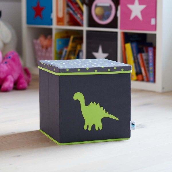 STORE IT Úložný box s víkem  šedá se zeleným dinosaurem - obrázek 4