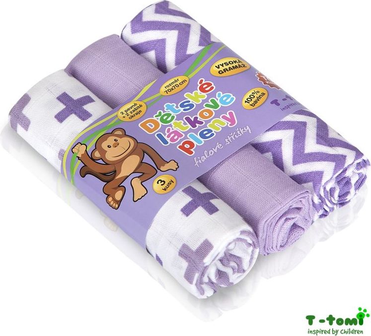 T-Tomi TETRA pleny TOP KVALITA, s potiskem, 70x70, fialové stříšky - obrázek 2