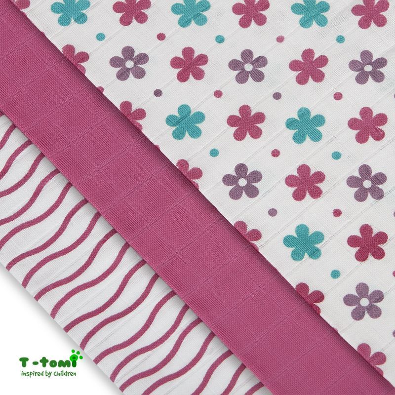 T-Tomi TETRA pleny TOP KVALITA, s potiskem, 70x70, růžové květiny - obrázek 3