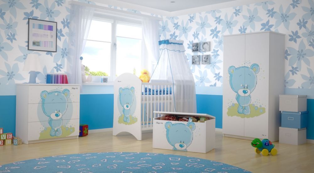 Dětská komoda - Medvídek STYDLÍN modrý - obrázek 2