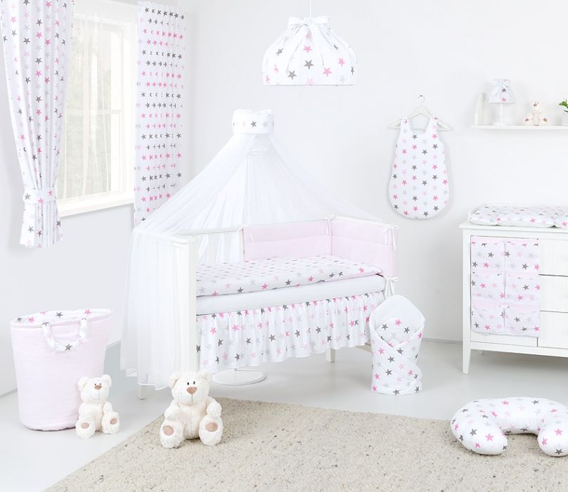Baby Nellys  Box na hračky - oboustranný, sv. růžová / hvězdičky šedé a růžové D - obrázek 2