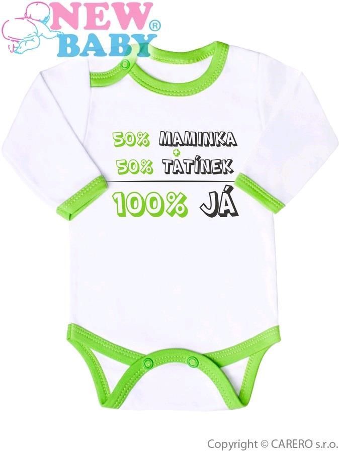 Body s potiskem New Baby 50% MAMINKA + 50% TATÍNEK - 100% JÁ zelené - 74 (6-9m) - obrázek 1
