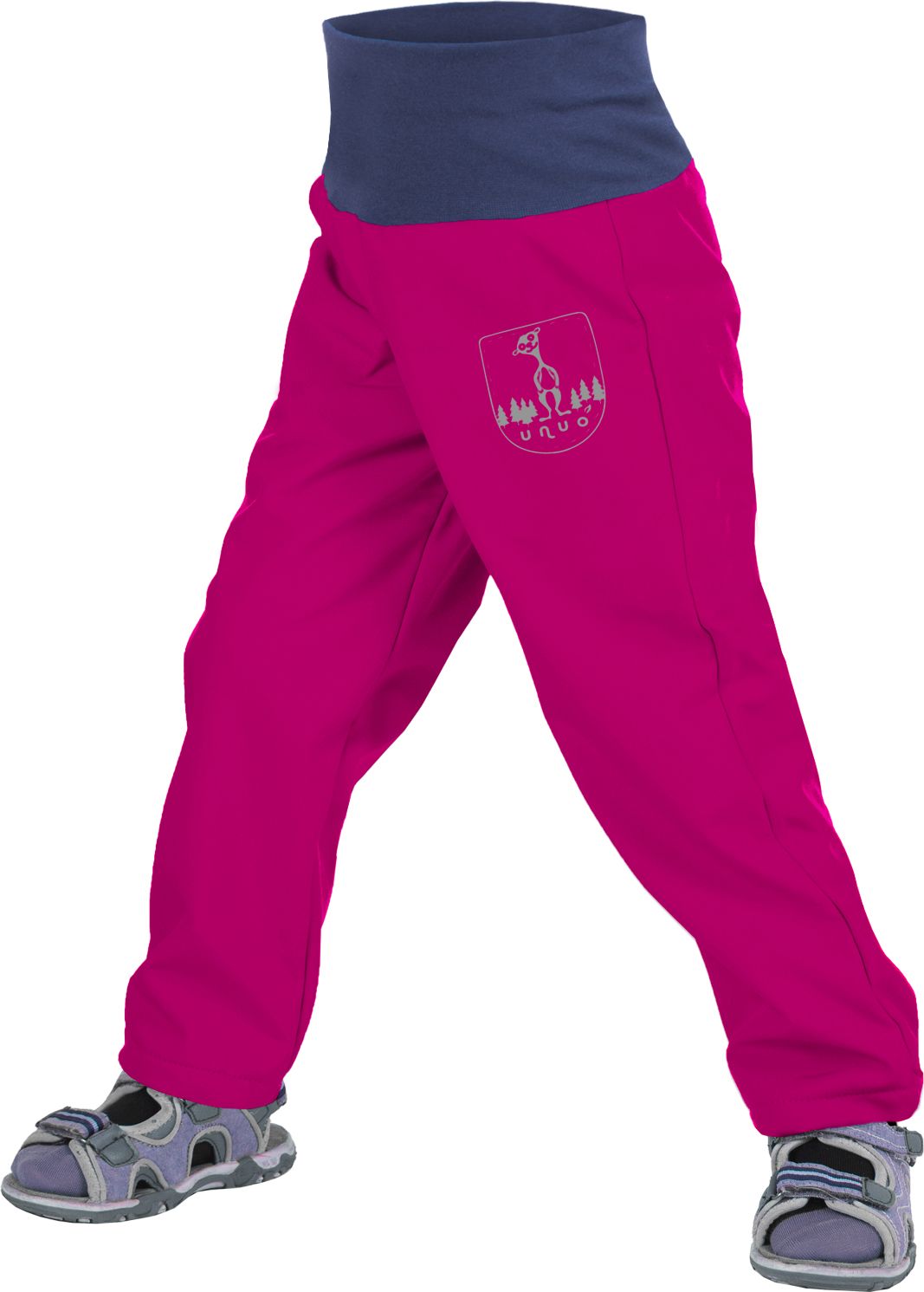 unuo Batolecí softshellové kalhoty bez zateplení Malinové + reflexní obrázek Evžen (Softshell toddler trousers, no insulation, raspberry) Velikost (Size): 74/80 - obrázek 1