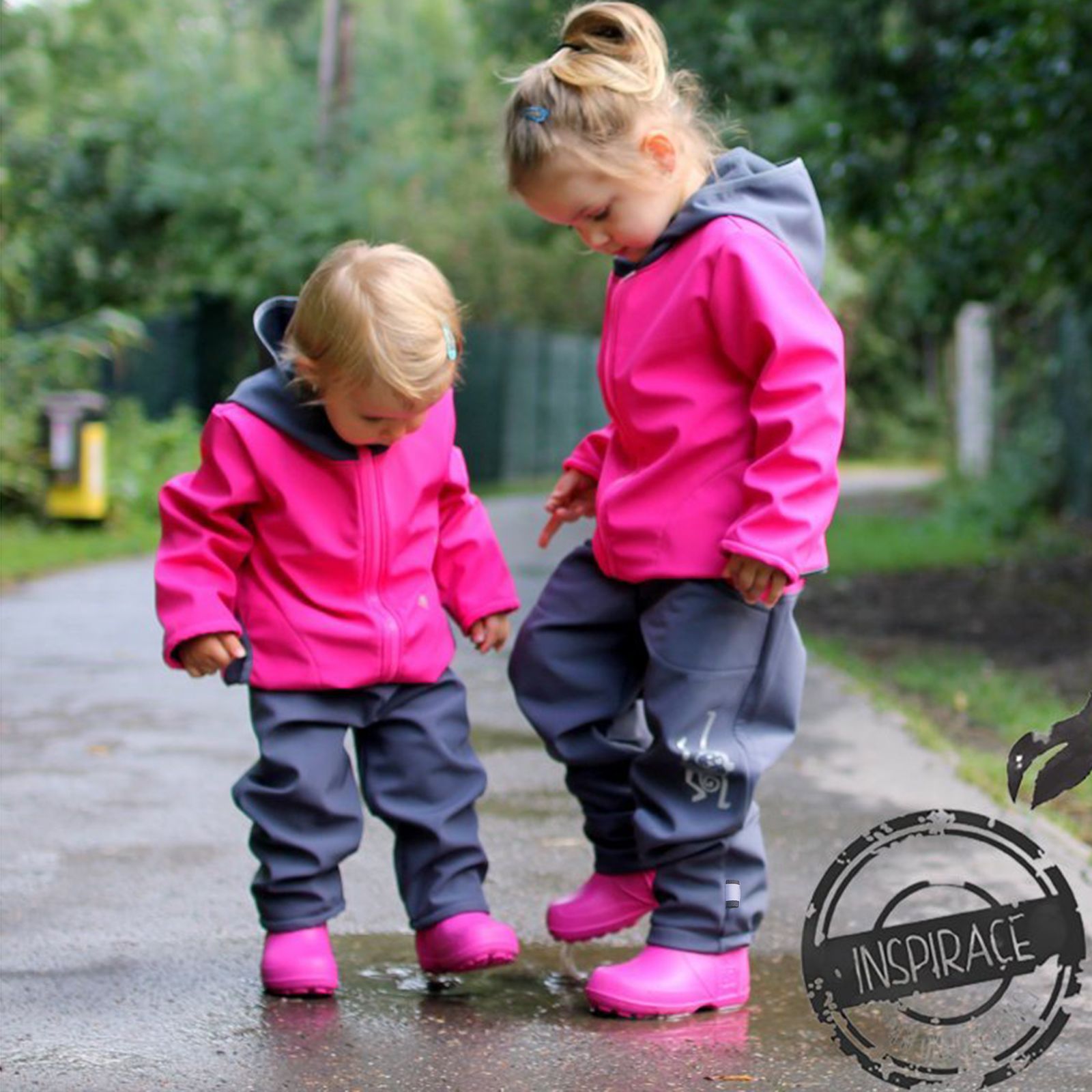 unuo Batolecí softshellové kalhoty bez zateplení Malinové + reflexní obrázek Evžen (Softshell toddler trousers, no insulation, raspberry) Velikost (Size): 74/80 - obrázek 5