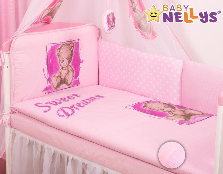 Baby Nellys Baby Nellys Mantinel 360cm s povlečením Sweet Dreams by Teddy - růžový - obrázek 1