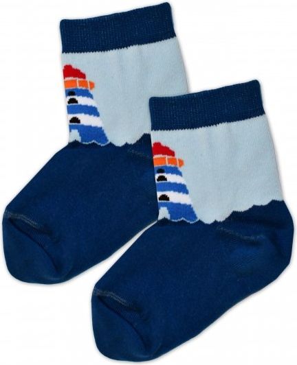 Baby Nellys Bavlněné ponožky Maják - modré/sv.modré, vel. 15-16cm - obrázek 4
