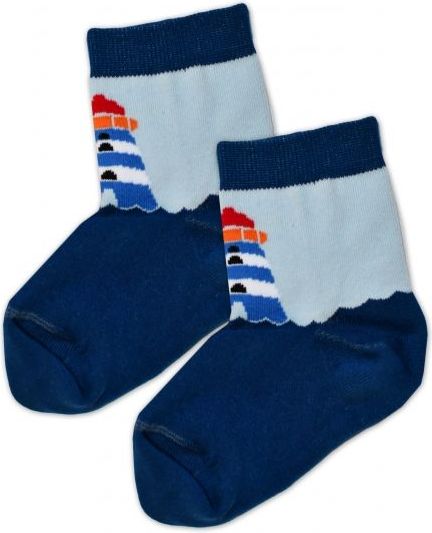 Baby Nellys Bavlněné ponožky Maják - modré/sv.modré, vel. 17-18cm - 15-16 vel. ponožek - obrázek 2