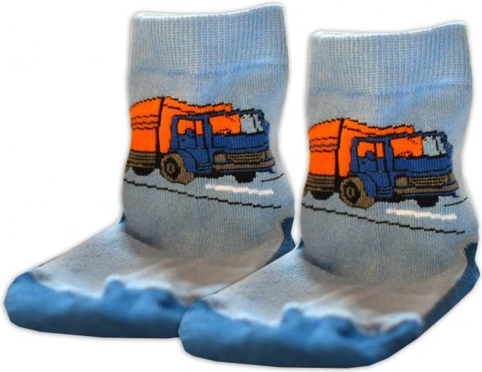 Baby Nellys Bavlněné ponožky Náklaďák - modré - 15-16 vel. ponožek