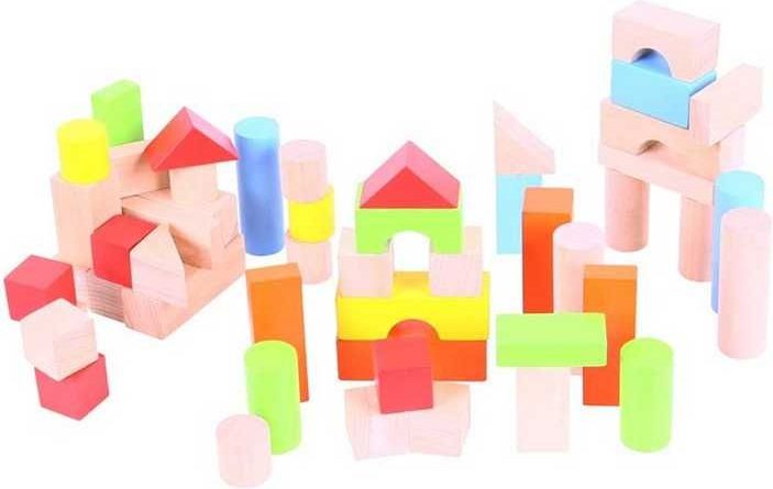 Bigjigs Toys Barevné kostky v kyblíku Bigjigs Baby 50 ks - obrázek 10