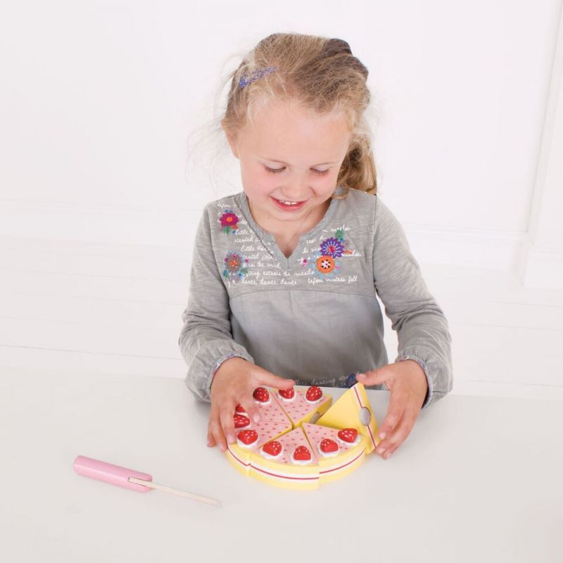 Bigjigs Toys Dřevěný krájecí dort s jahodama - obrázek 3