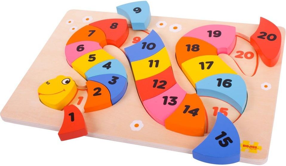 Bigjigs Toys Vkládací puzzle čísla had - obrázek 1