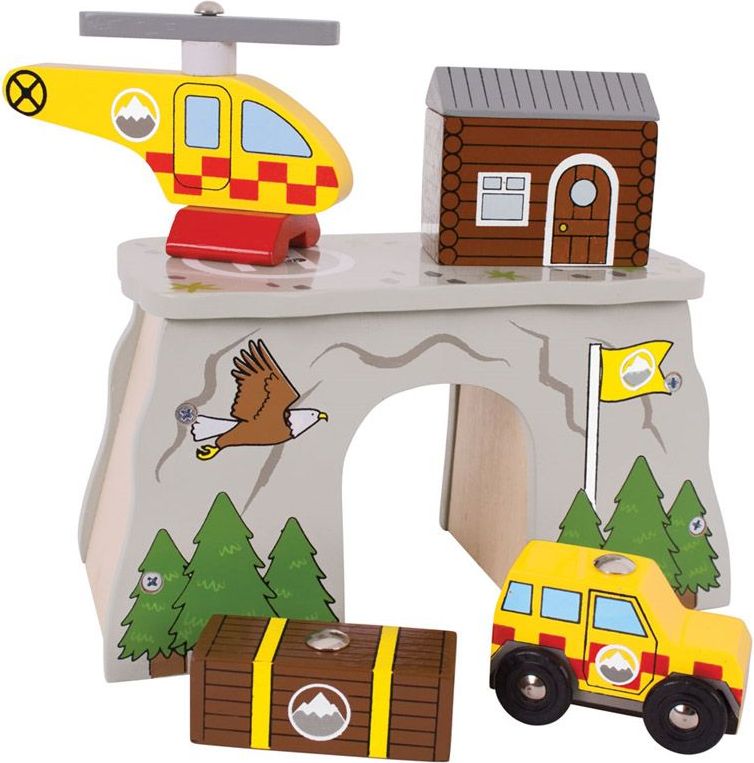 Vláčkodráha tunely - Horská služba s heliportem (Bigjigs) - obrázek 1