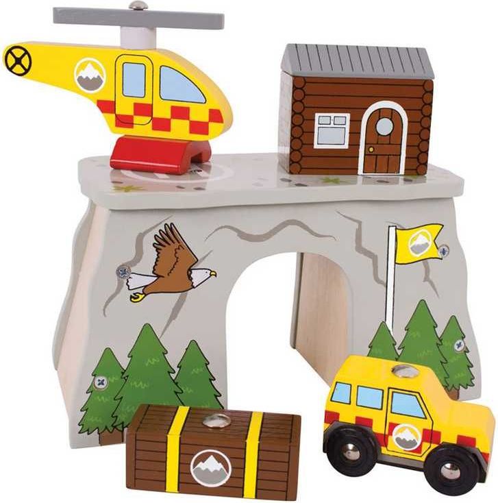 Vláčkodráha tunely - Horská služba s heliportem (Bigjigs) - obrázek 11