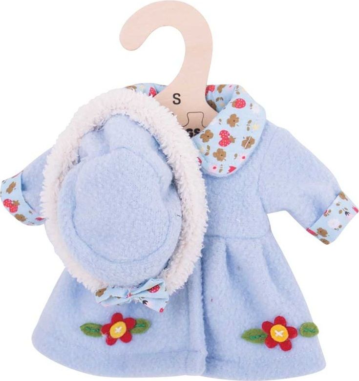Bigjigs Toys Modrý kabátek s kloboučkem pro panenku 28 cm - obrázek 2