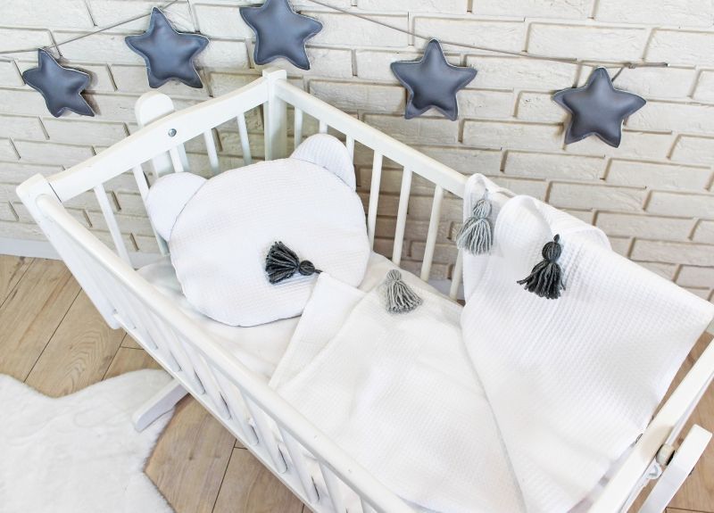 Baby Nellys Dětská vaflová 2 dílná sada Medvídek - bílý - obrázek 2