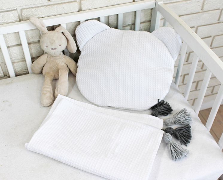 Baby Nellys Dětská vaflová 2 dílná sada Medvídek - bílý - obrázek 3