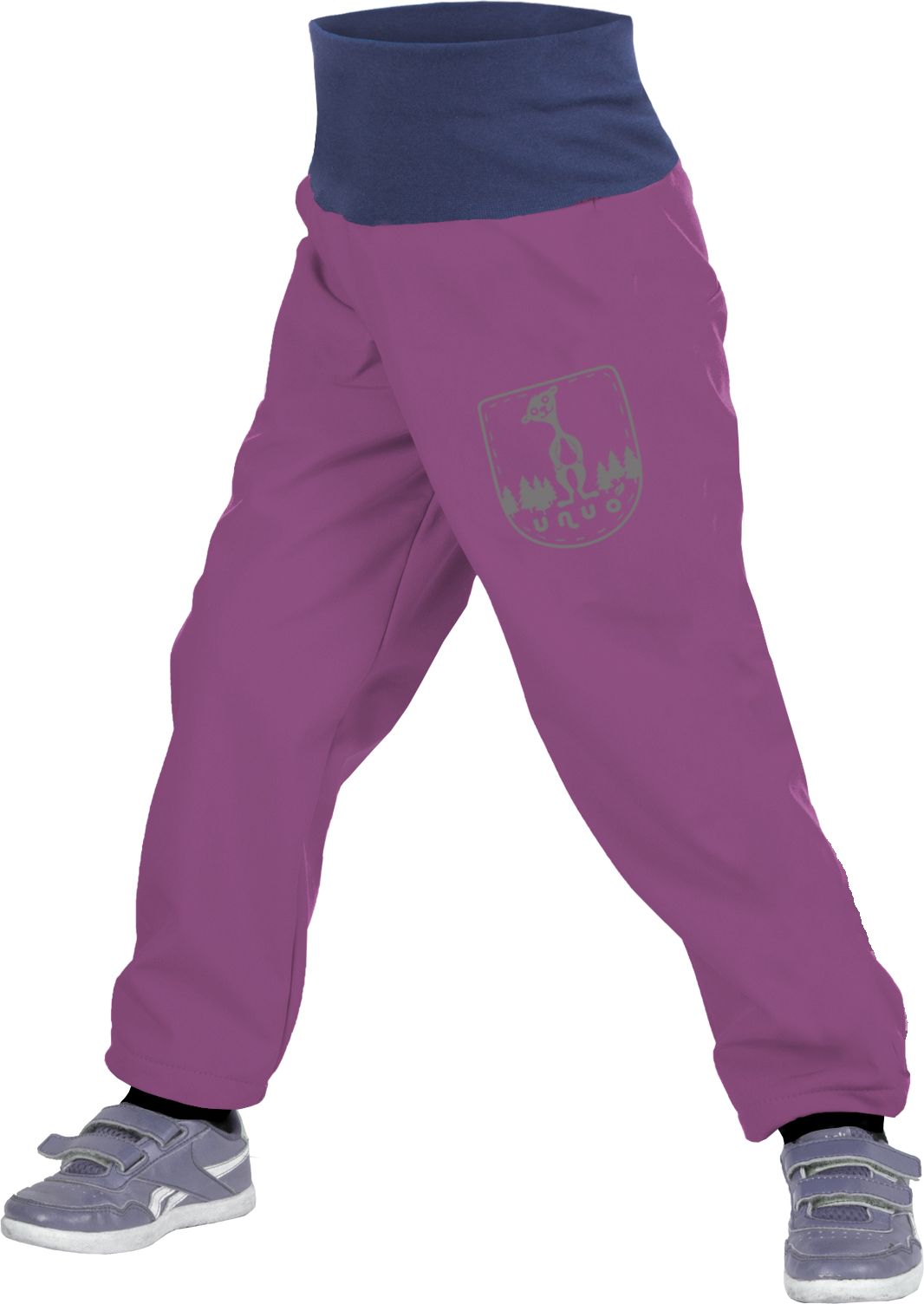 Unuo, Batolecí softshellové kalhoty s fleecem, Ostružinová + reflexní obrázek Evžen (Softshell toodler trousers) Velikost (Size): 98/104 SLIM - obrázek 1