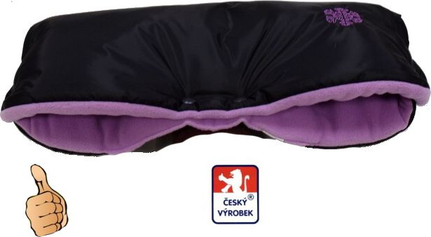 Rukávník na kočárek černá/fialová LUX Dětský svět - obrázek 1