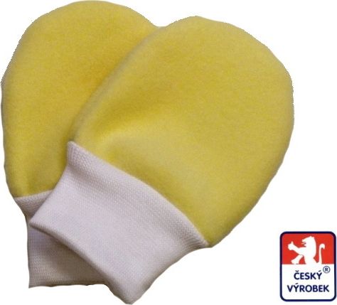 Dětské/kojenecké rukavičky ťapky fleece, žluté vel.1 - obrázek 1