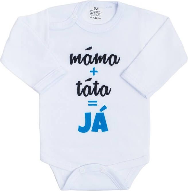 Dětské body New Baby máma+táta=Já, bílé velikost 56 - obrázek 1