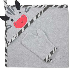 Osuška dětská froté se žínkou - KOALA HAPPY ZEBRA šedá - 90x90cm - obrázek 1