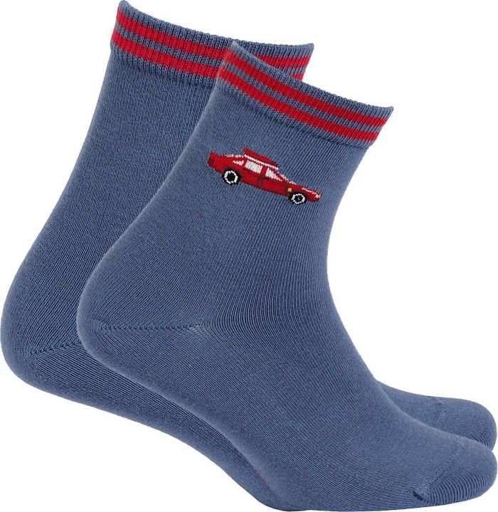Vzorované chlapecké ponožky WOLA AUTO modré jeans Velikost: 27-29 - obrázek 2