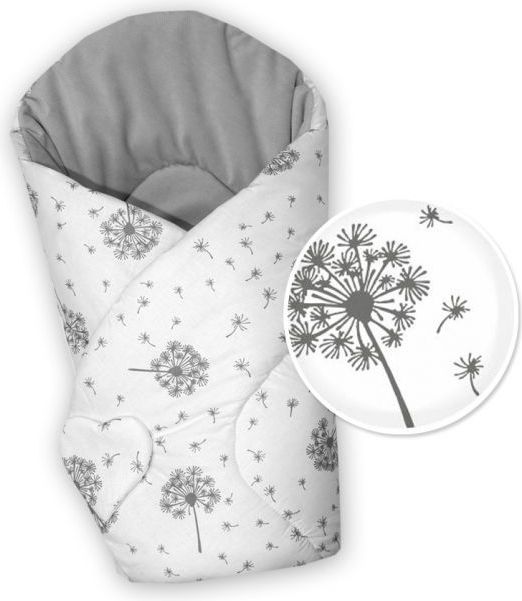 Oboustranná zavinovačka Baby Nellys, Velvet - Pampelišky šedá - obrázek 2