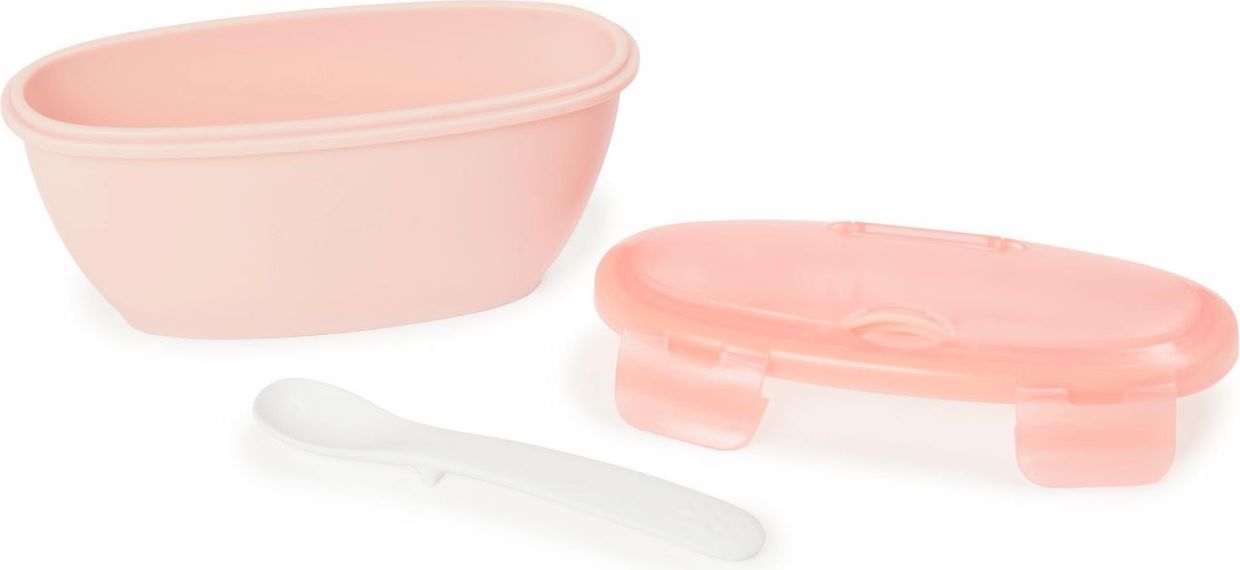 Skip Hop Miska s lžičkou v ochranném pouzdře Easy Serve Coral 240ml, 3m+ - obrázek 2