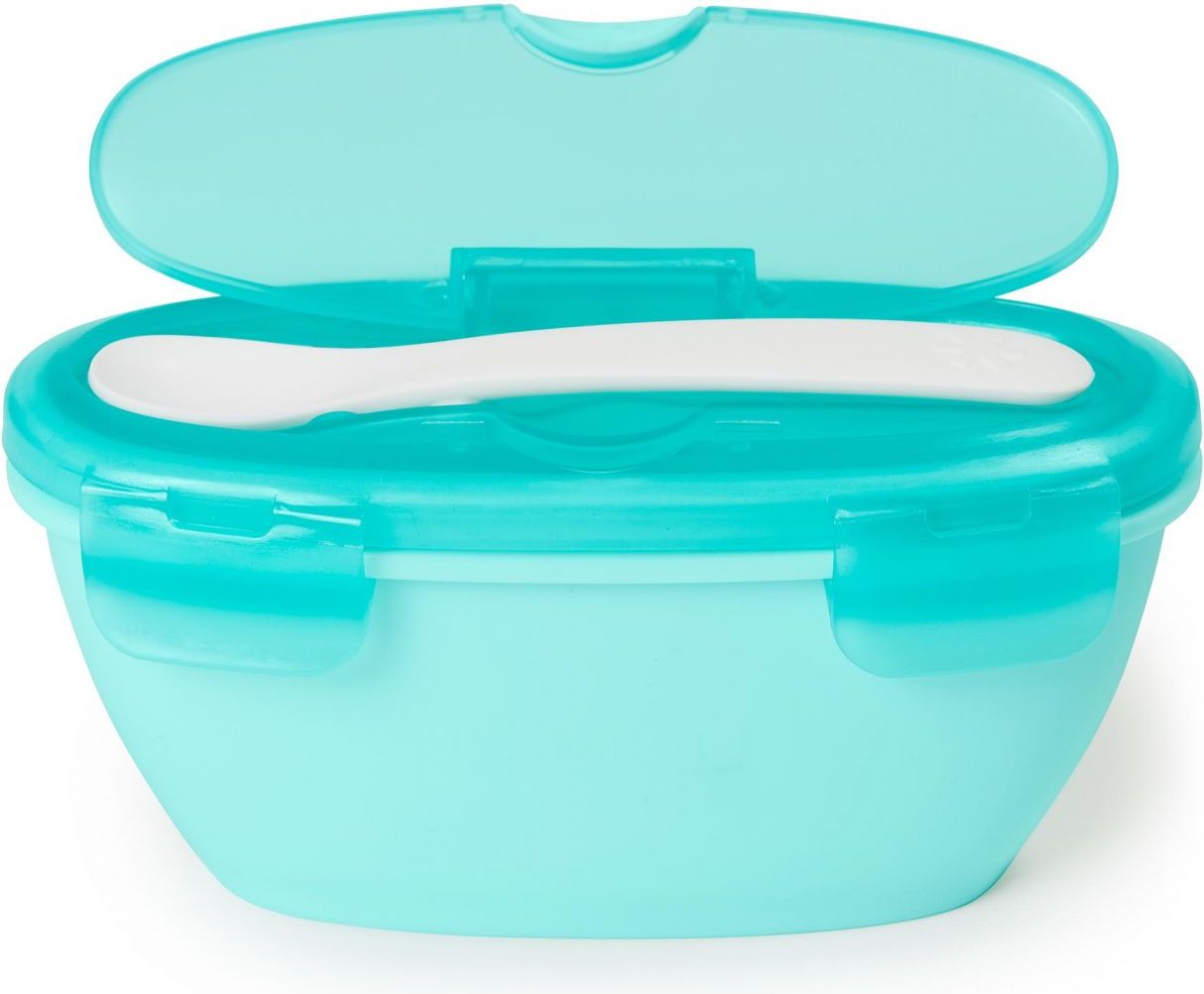 Skip Hop Miska s lžičkou v ochranném pouzdře Easy Serve Teal 240ml, 3m+ - obrázek 1