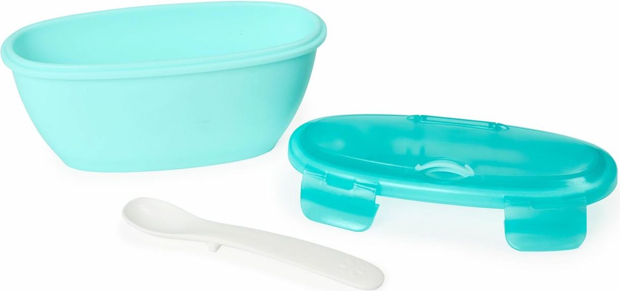 Skip Hop Miska s lžičkou v ochranném pouzdře Easy Serve Teal 240ml, 3m+ - obrázek 2