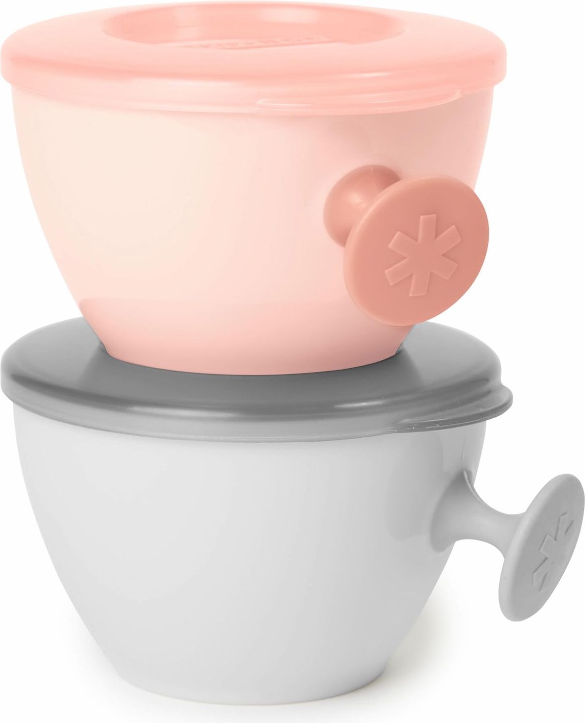 Skip Hop Misky s víkem a držákem Easy Grab Grey, Coral 2 x 240ml, 3m+ - obrázek 1