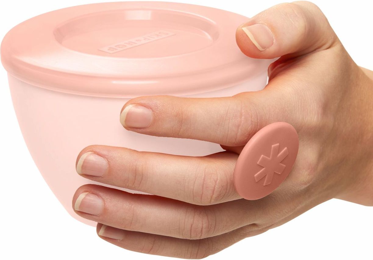 Skip Hop Misky s víkem a držákem Easy Grab Grey, Coral 2 x 240ml, 3m+ - obrázek 2