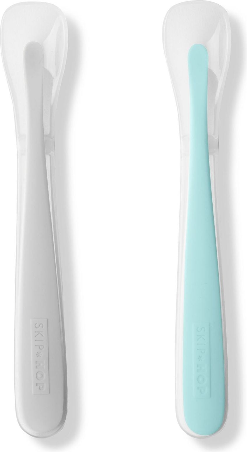 Skip Hop Lžičky silikonové Easy Feed Grey, Teal 2ks, 6m+ - obrázek 1