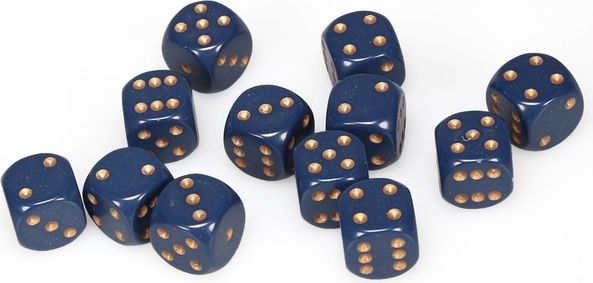 Chessex Hrací kostka šestistěnná matná 16mm Barva: tmavě modrá / zlatá - obrázek 1