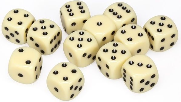 Chessex Hrací kostka šestistěnná matná 16mm Barva: slonovina / černá - obrázek 1