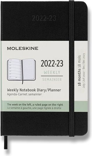 Moleskine 18měsíční diář 2022-23 - tvrdé desky černý týdenní A6 - obrázek 1