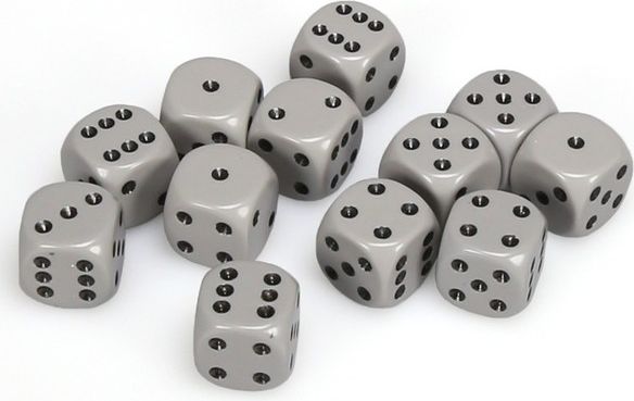 Chessex Hrací kostka šestistěnná matná 12mm Barva: šedá / černá - obrázek 1