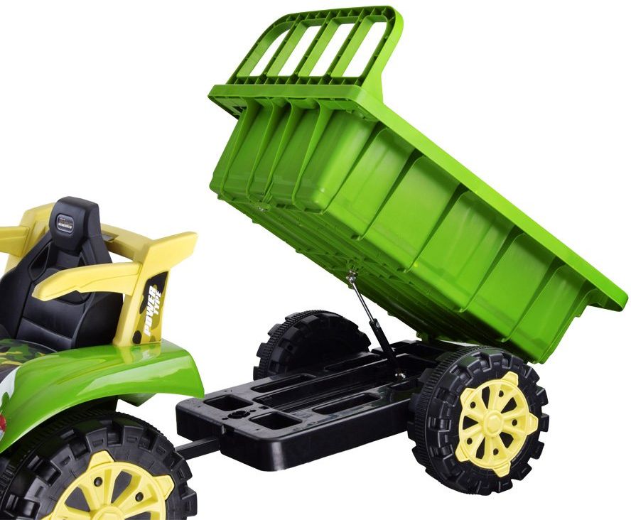 Elektrický traktor s přívěsem - červený - obrázek 4